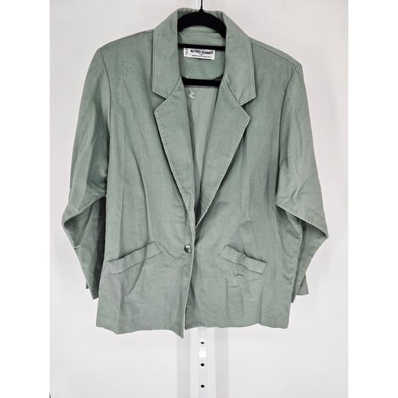 Alfred Dunner Womens Sz 12 Single Button Corduroy Blazer Jacket sage Green - Picture 1 of 4